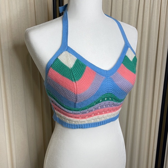 EUC- ASOS- RARE!! Boho STRADIVARIUS- CROCHETED CROP TOP Festival top! Hippie - Picture 2 of 10